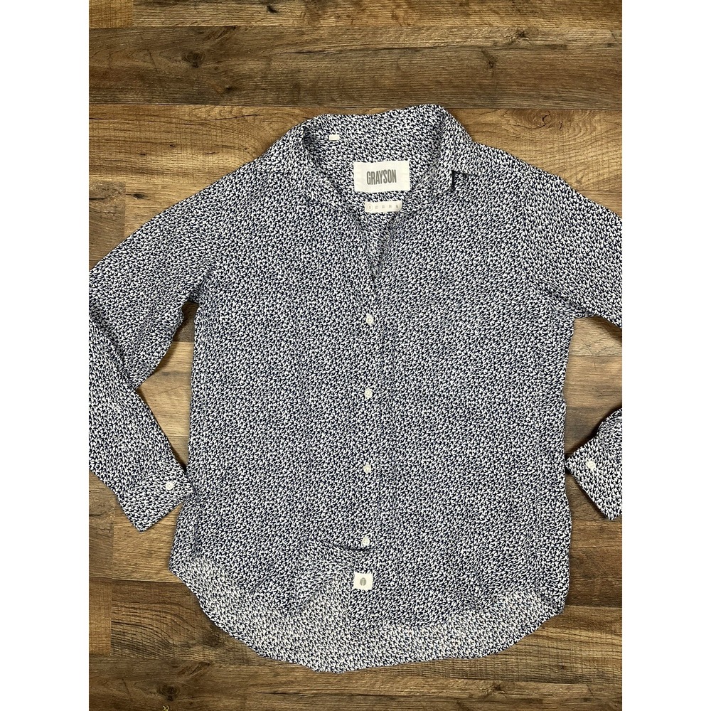 Grayson -‎ The Hero Top White Birds Button Down 100% Cotton - Size 01